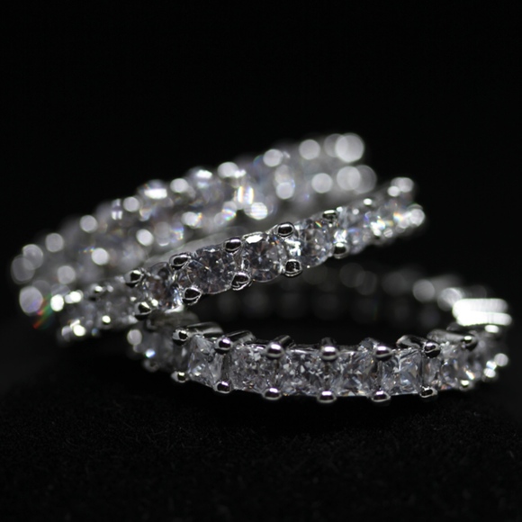 14kt Gold Dipped Tri Shape White Topaz Rings Set - Picture 2 of 8